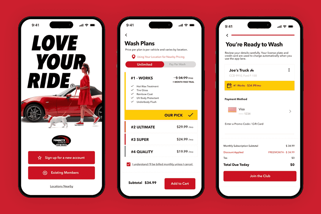 Tommy's Express phone app view